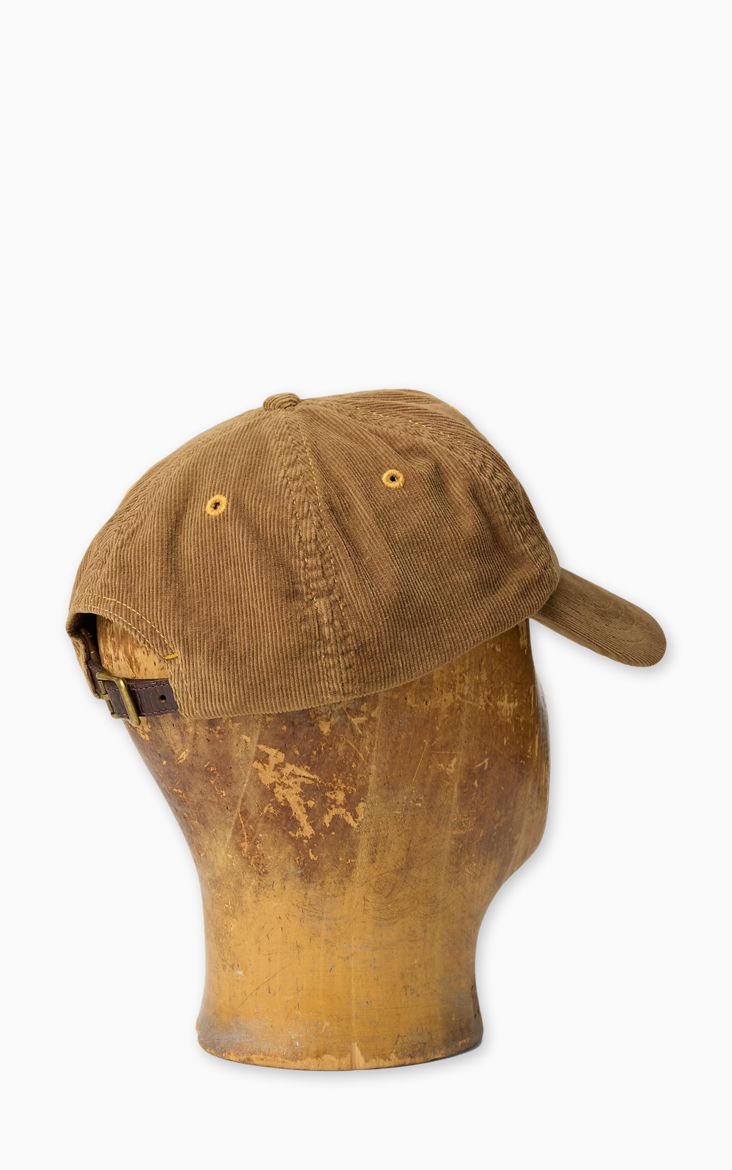 RRL Leather-Patch Corduroy Trucker Cap Tan