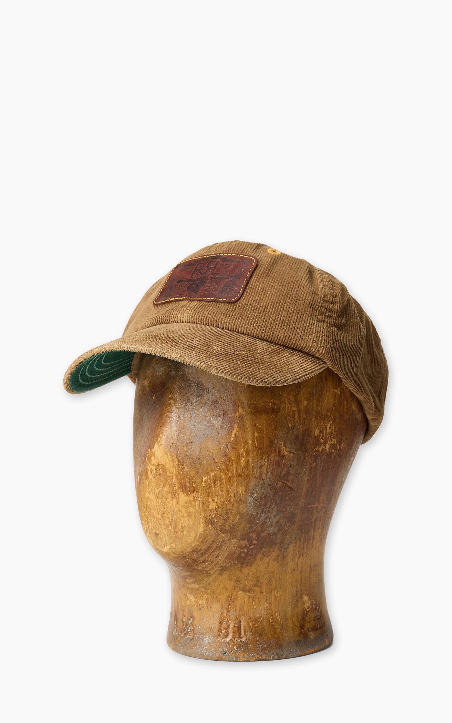 RRL Leather-Patch Corduroy Trucker Cap Tan