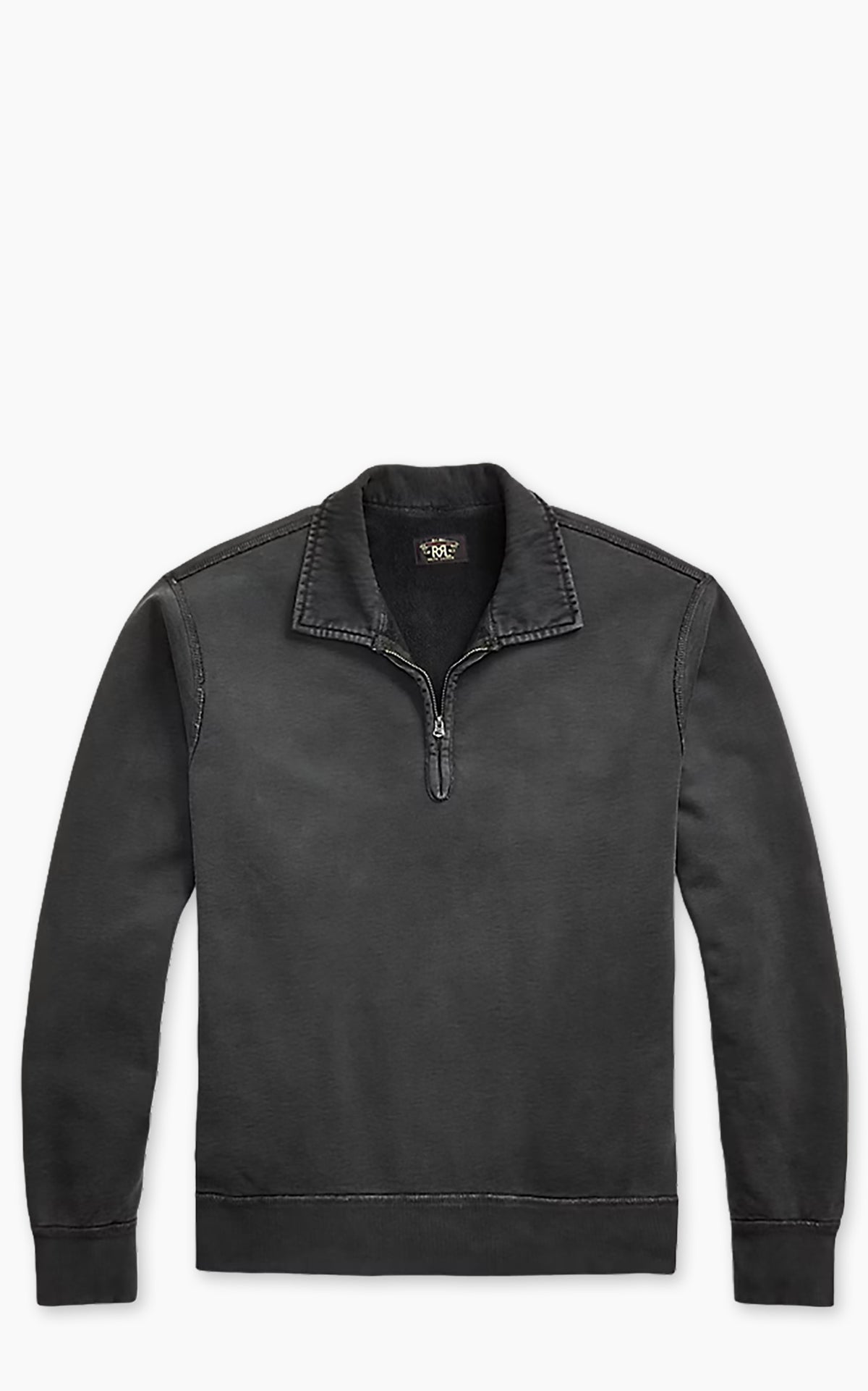 RRL French Terry Quarter-Zip Pullover Faded Black