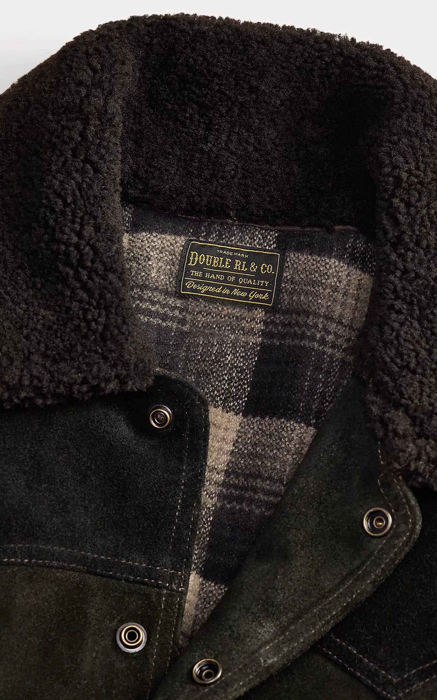 RRL Shearling-Collar Suede Western Jacket Vintage Black