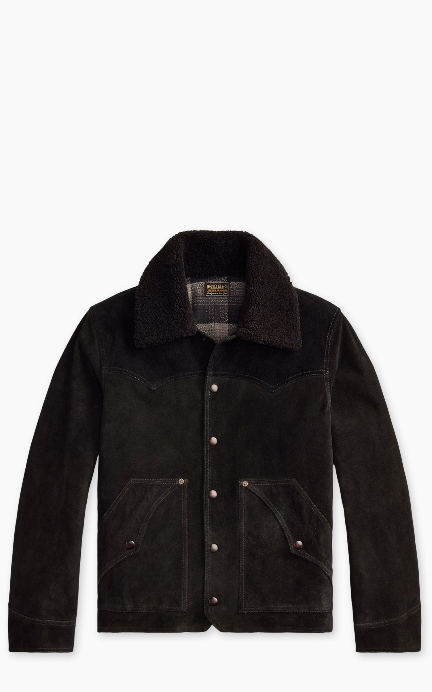 RRL Shearling-Collar Suede Western Jacket Vintage Black