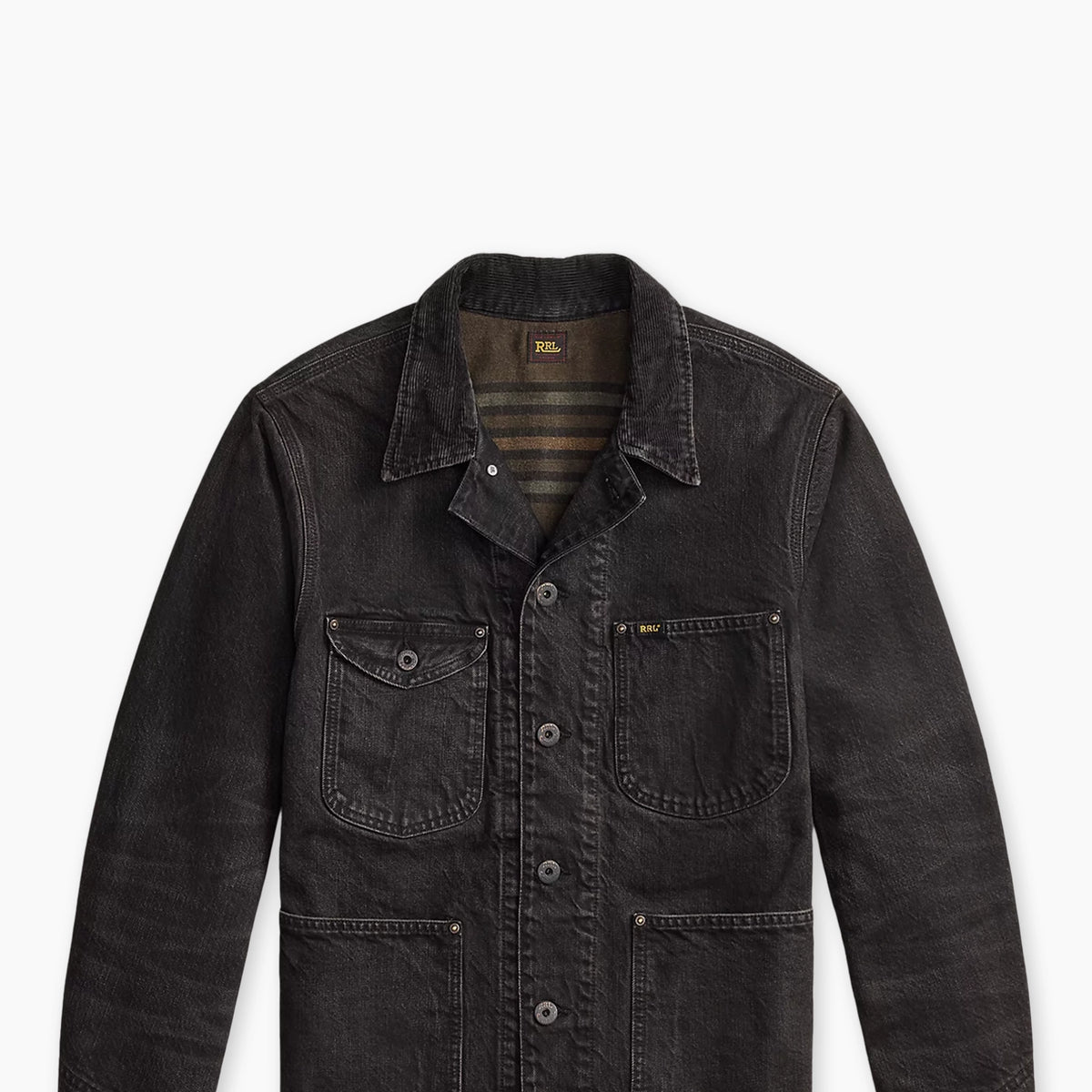 RRL Corduroy-Collar Denim Jacket Black