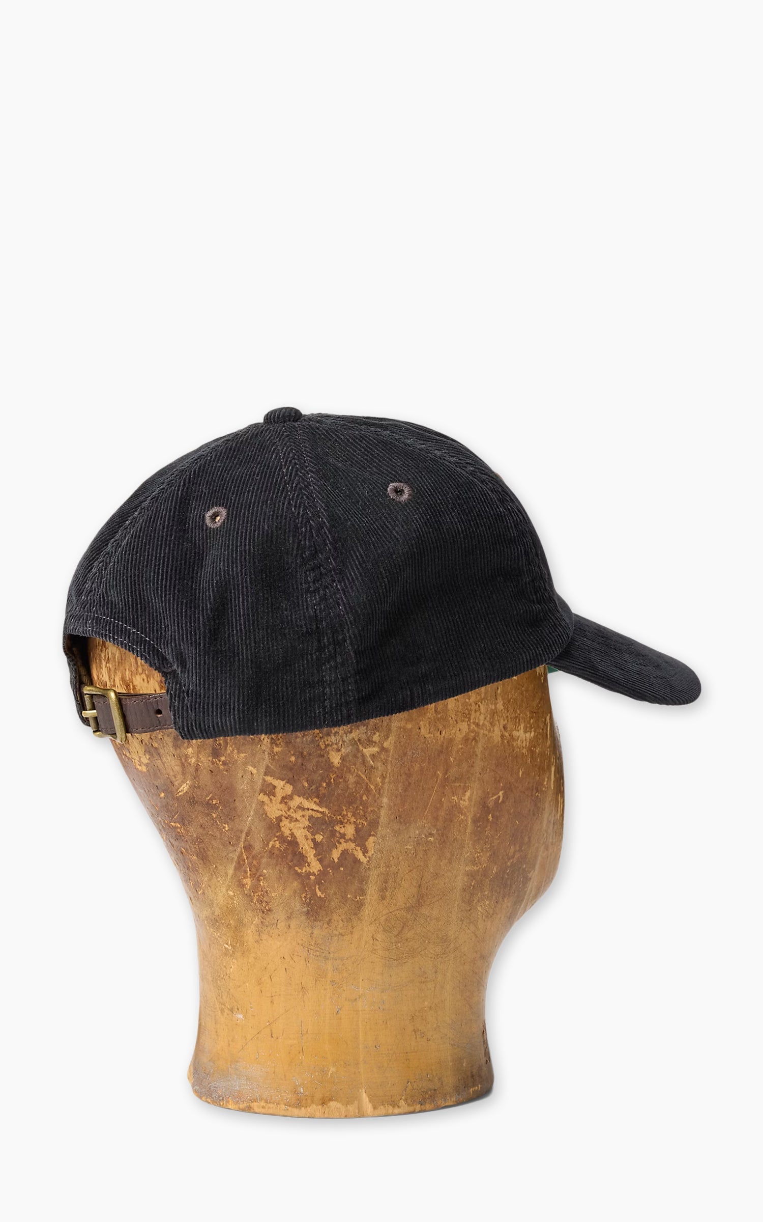 RRL Leather-Patch Corduroy Trucker Cap Black