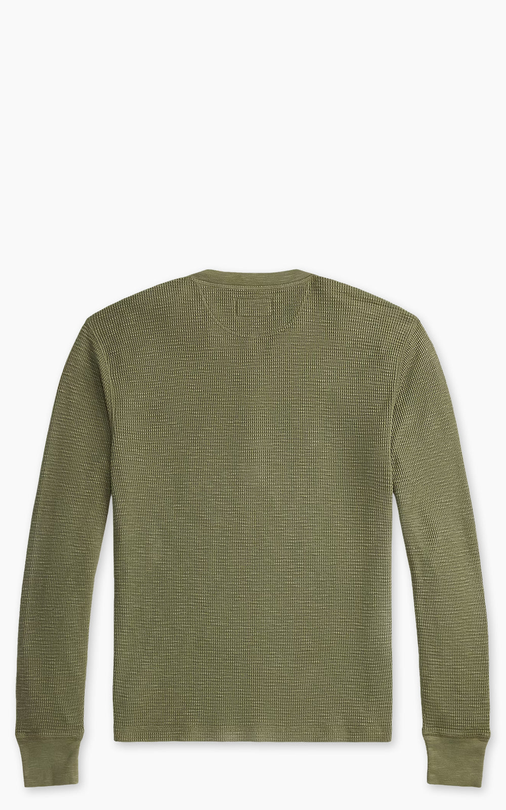 RRL Garment-Dyed Waffle-Knit Henley Shirt Tree Green