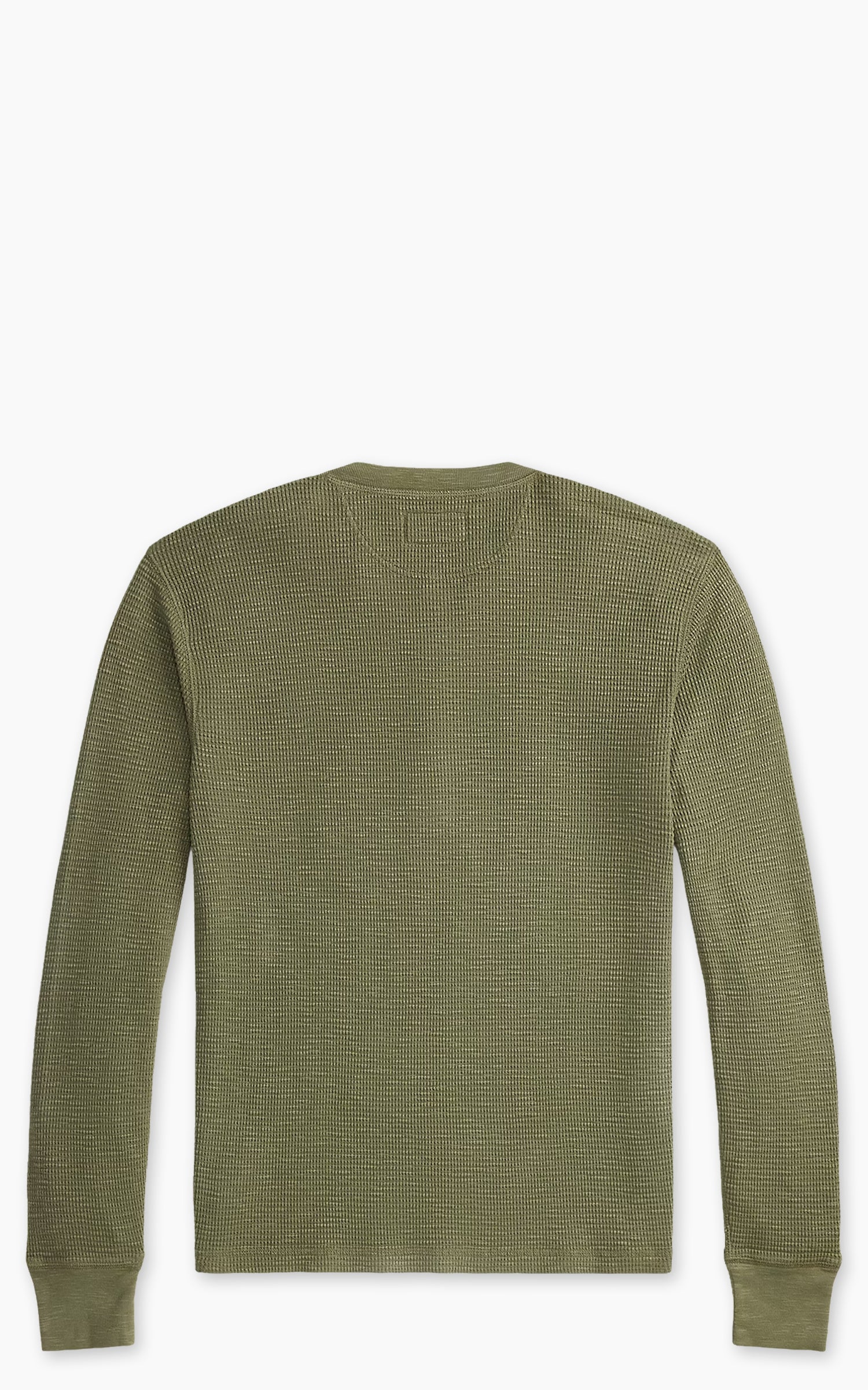 RRL Garment-Dyed Waffle-Knit Henley Shirt Tree Green
