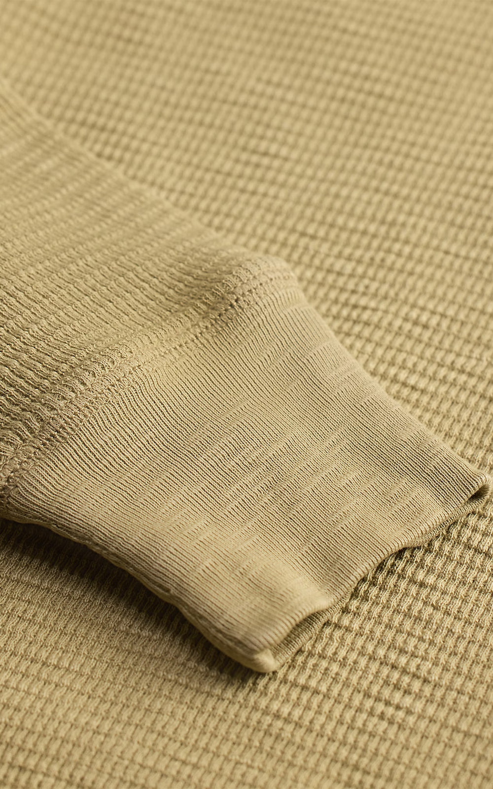 RRL Garment-Dyed Waffle-Knit Henley Shirt Spring Beige