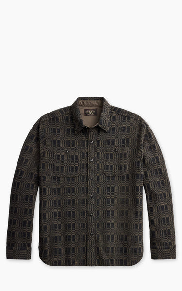 RRL Jacquard-Knit Wool-Blend Workshirt Charcoal/Multi