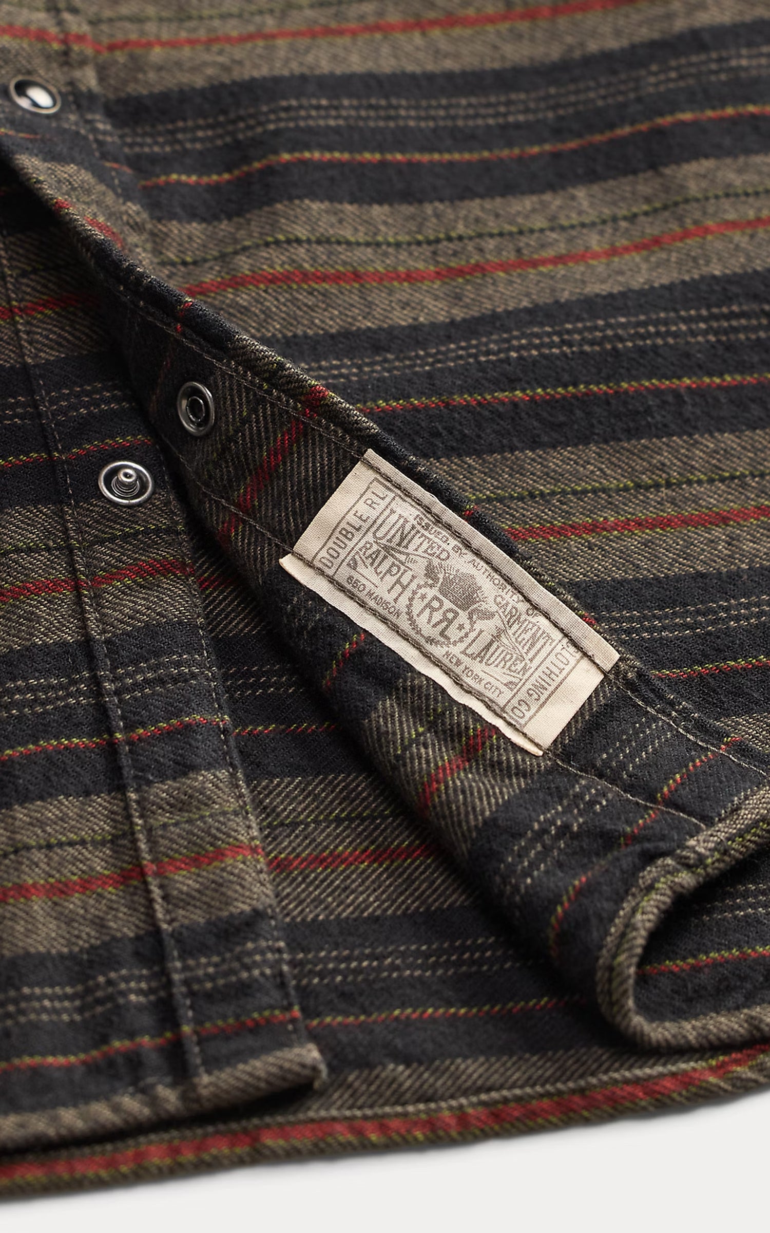 RRL Slim Fit Plaid Twill Western Shirt Dark Navy Multi