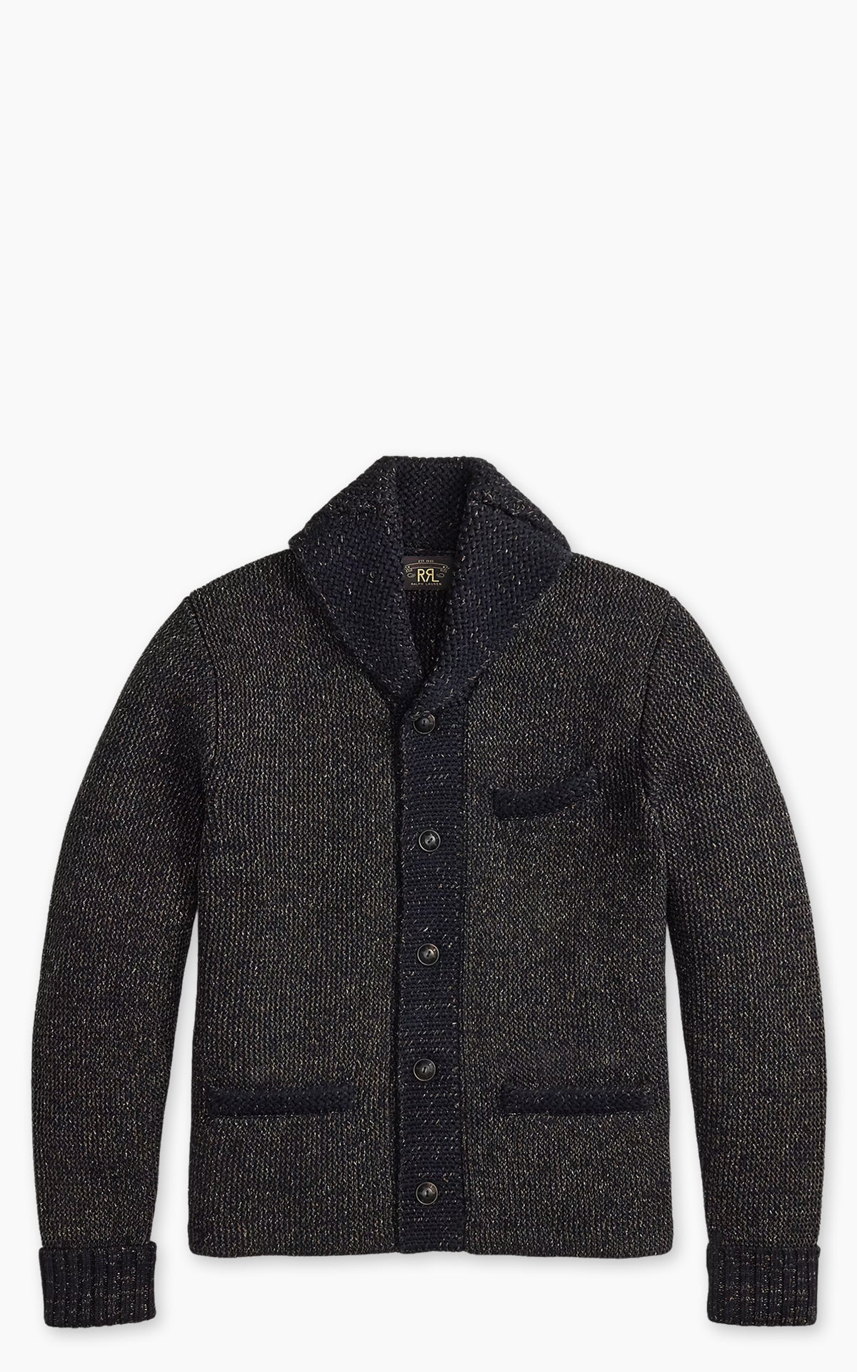 RRL Jacquard-Knit Shawl-Collar Cardigan Navy/Black Multi