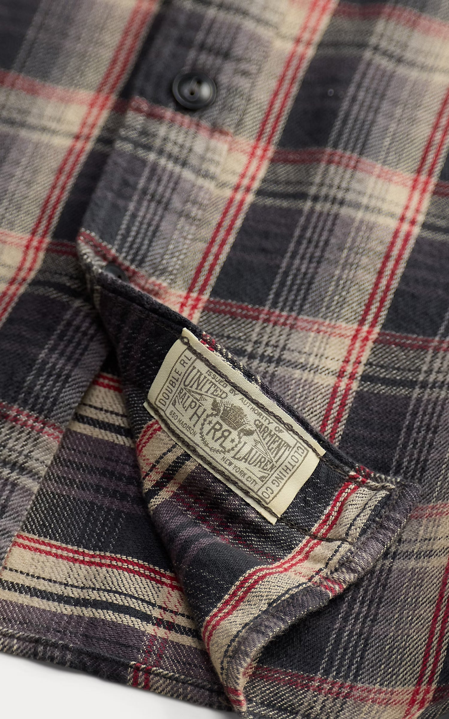 RRL Plaid Twill Workshirt Grey/Red