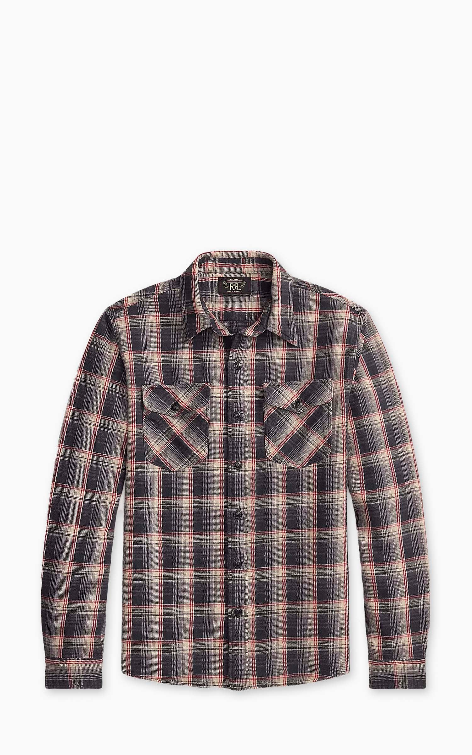RRL Plaid Twill Workshirt Grey/Red