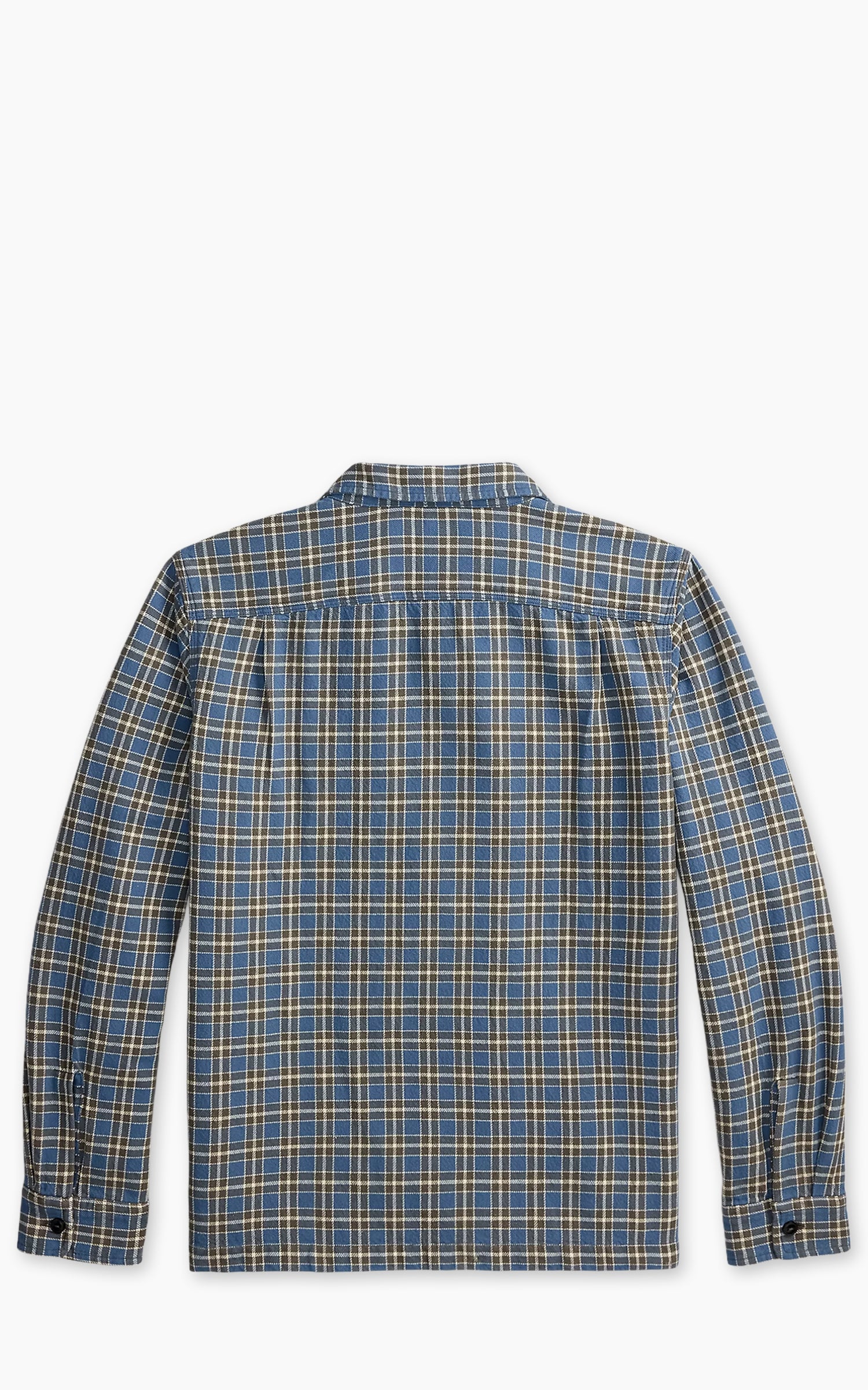 RRL Plaid Twill Camp Shirt Blue/Grey