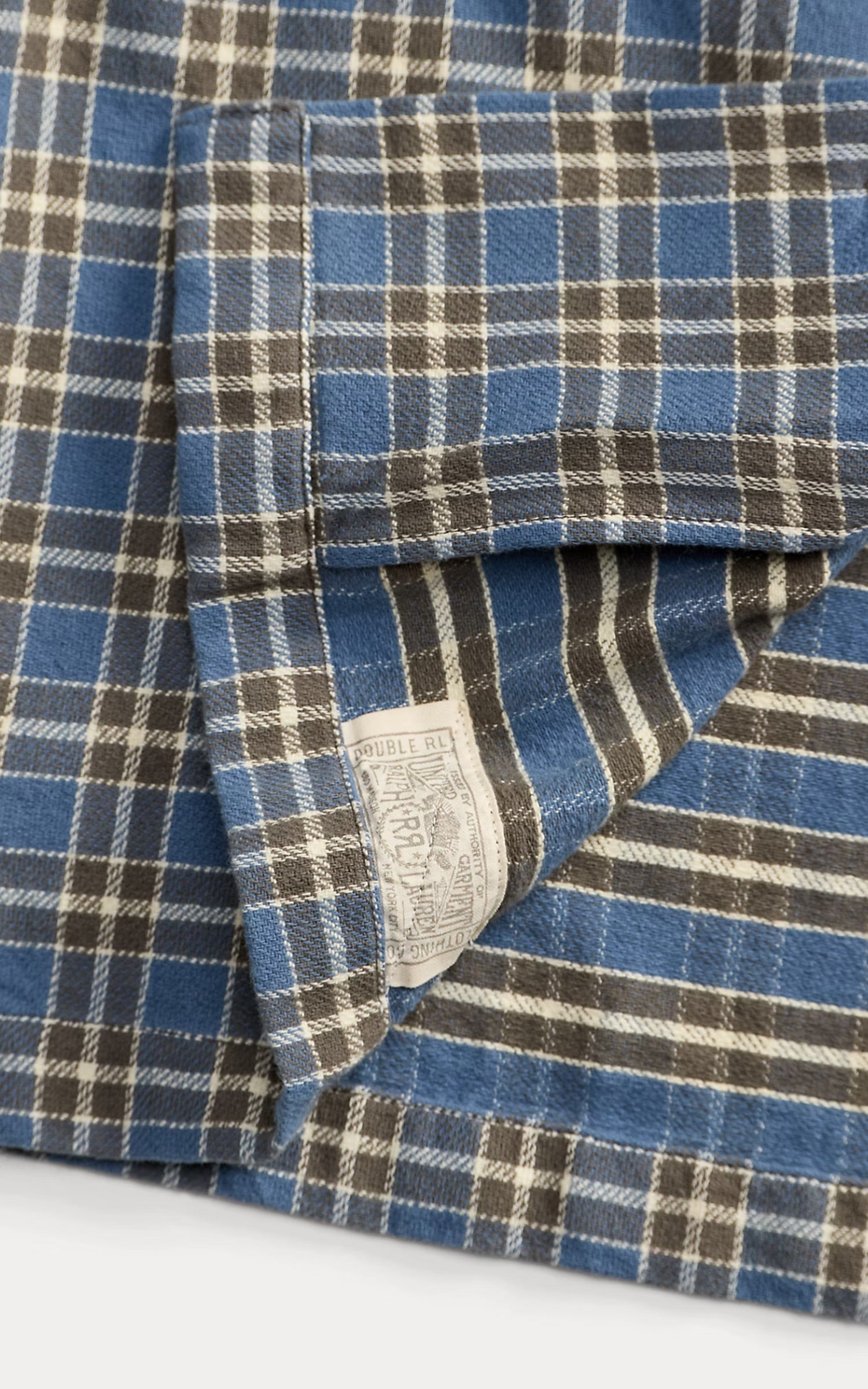 RRL Plaid Twill Camp Shirt Blue/Grey