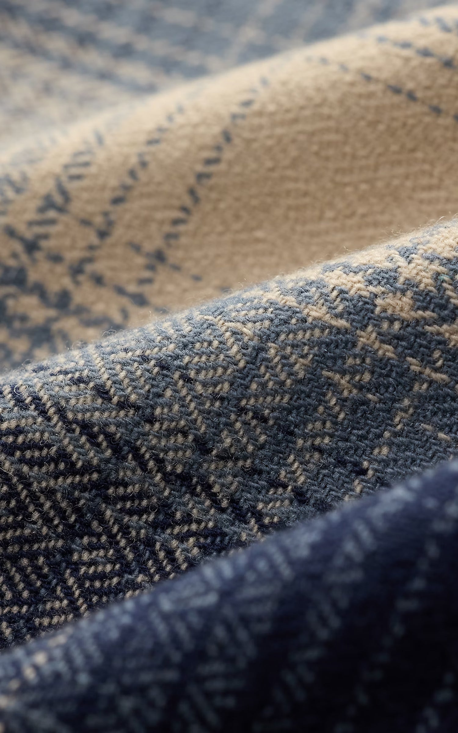 RRL Plaid Wool Twill Overshirt Blue/Cream