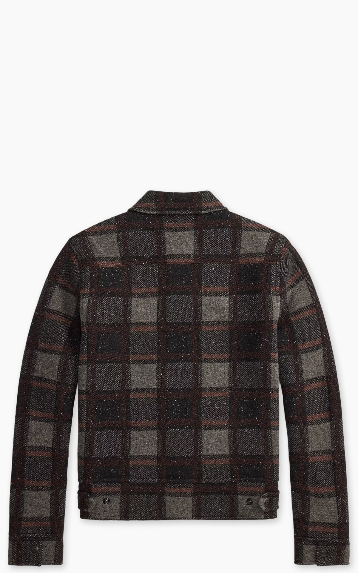 RRL Plaid Wool Cardigan Grey Multi