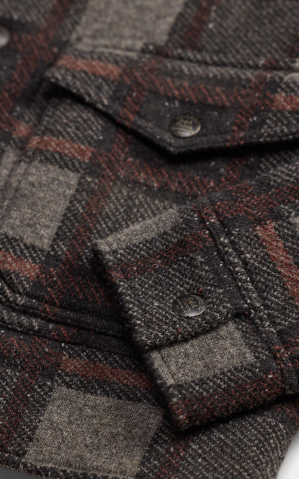 RRL Plaid Wool Cardigan Grey Multi