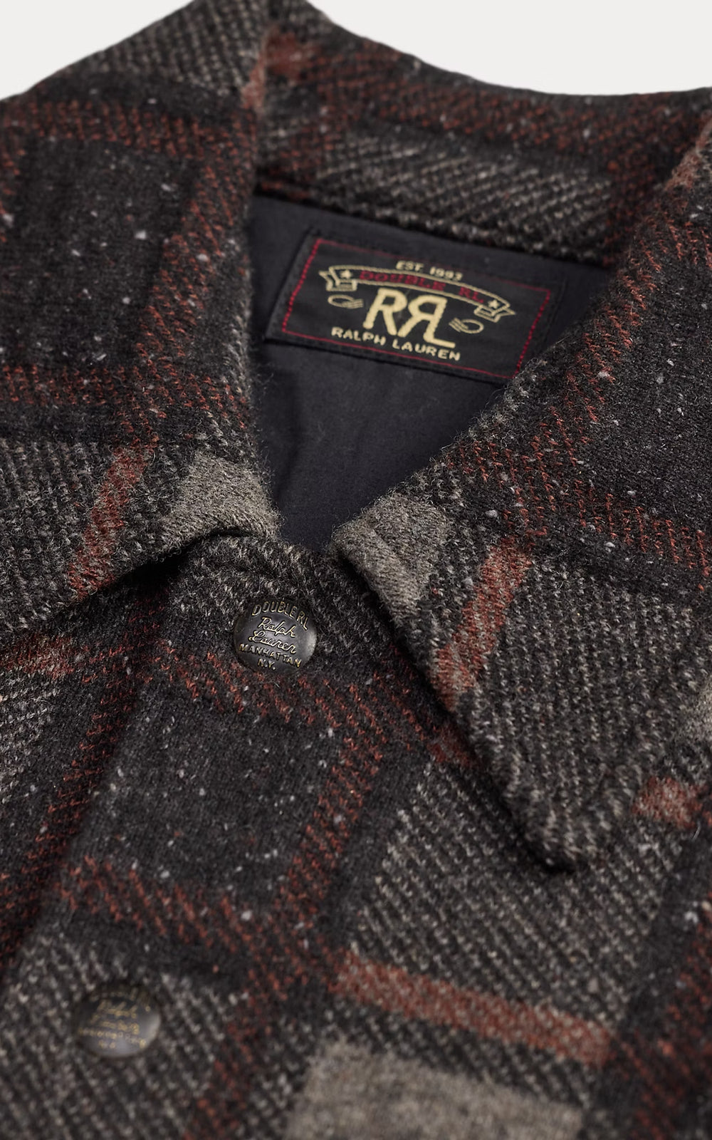 RRL Plaid Wool Cardigan Grey Multi