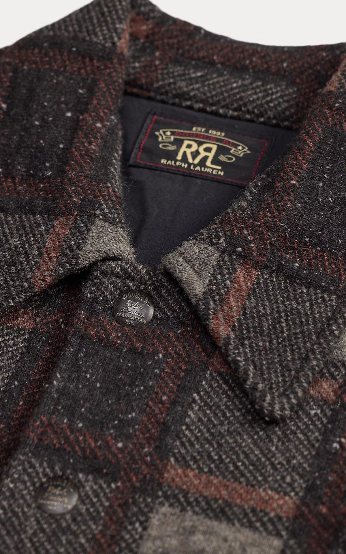 RRL Plaid Wool Cardigan Grey Multi