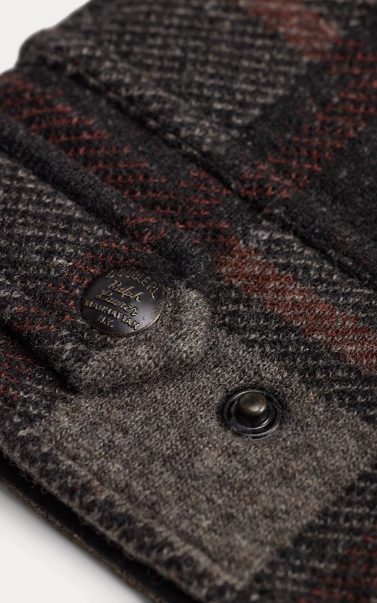 RRL Plaid Wool Cardigan Grey Multi