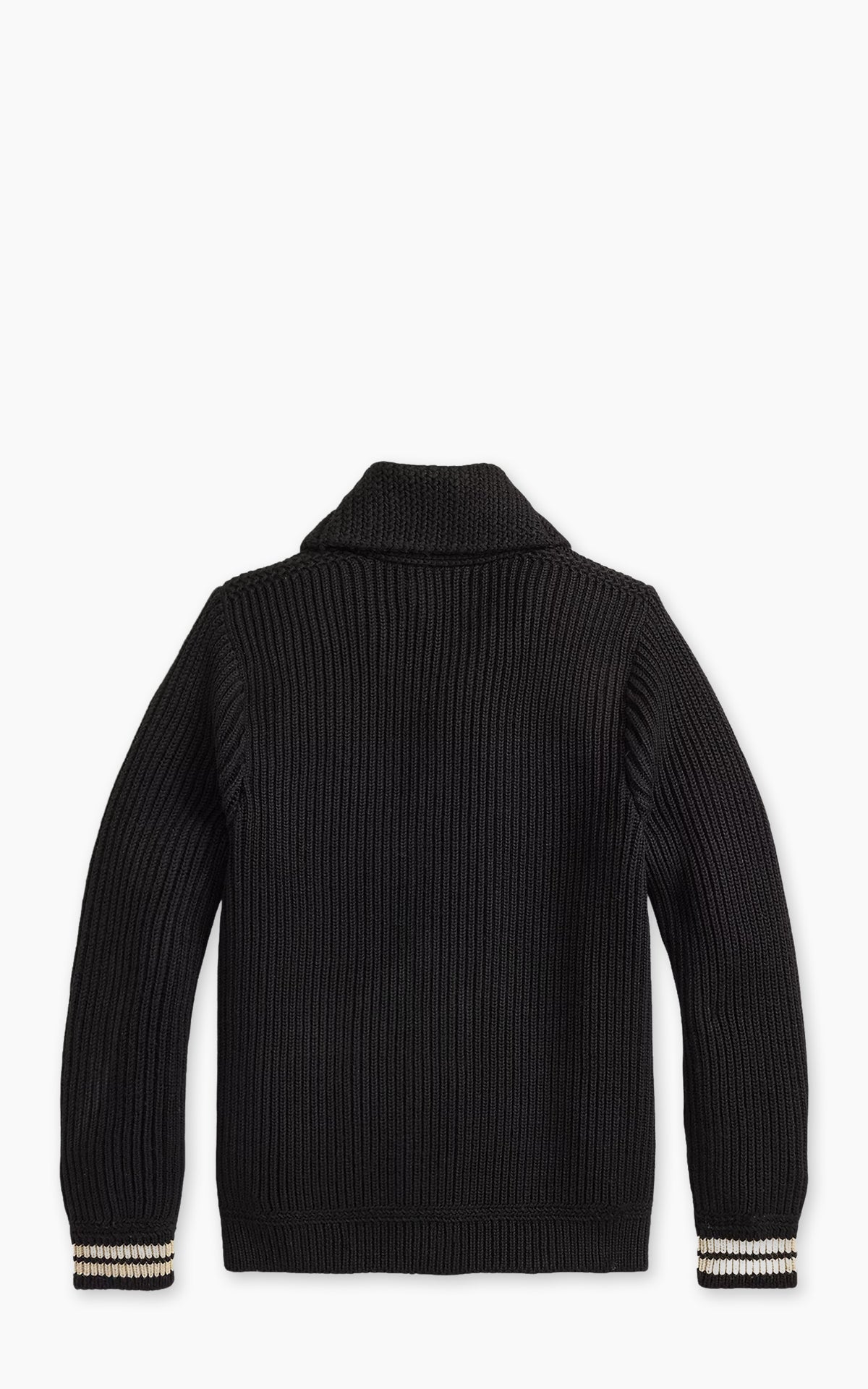 RRL Skull-Patch Wool Shawl Cardigan Black/Cream