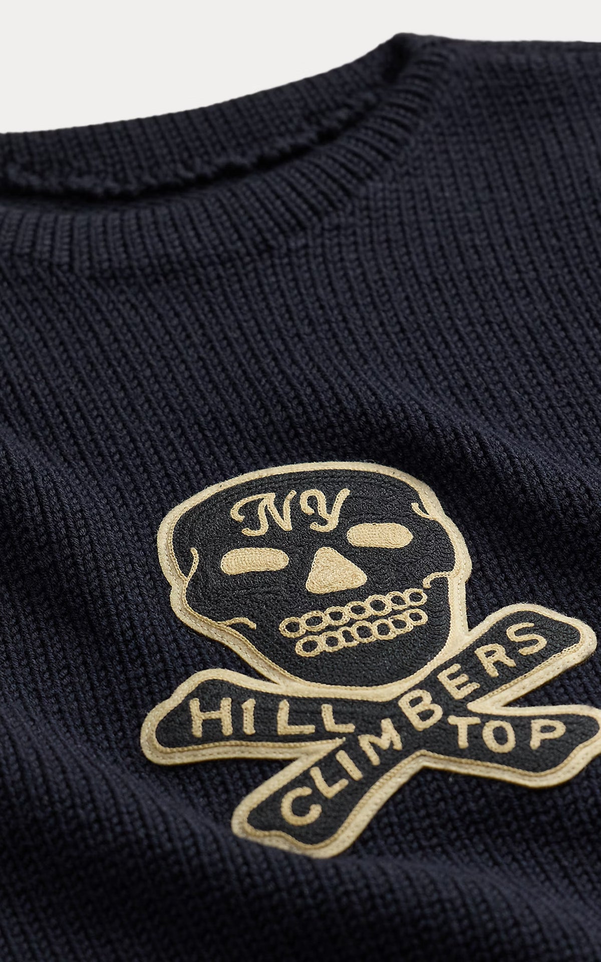 RRL Skull-Patch Wool Jumper Dark Navy