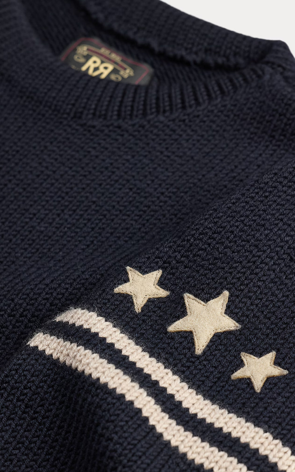 RRL Skull-Patch Wool Jumper Dark Navy