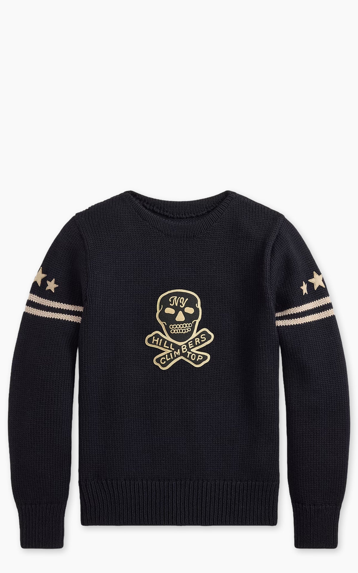 RRL Skull-Patch Wool Jumper Dark Navy