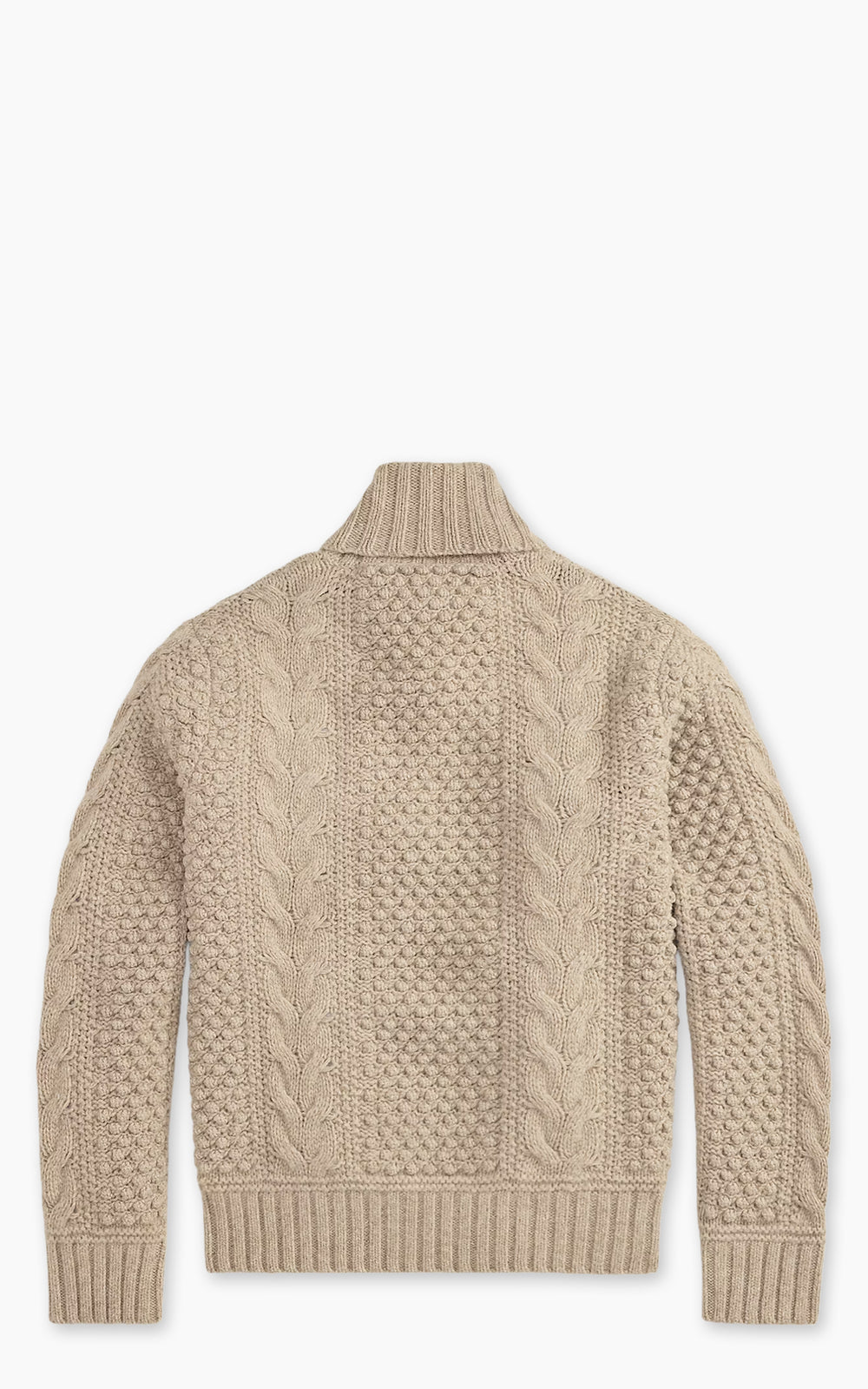 Cable-Knit Wool Shawl Jumper Cream Marl