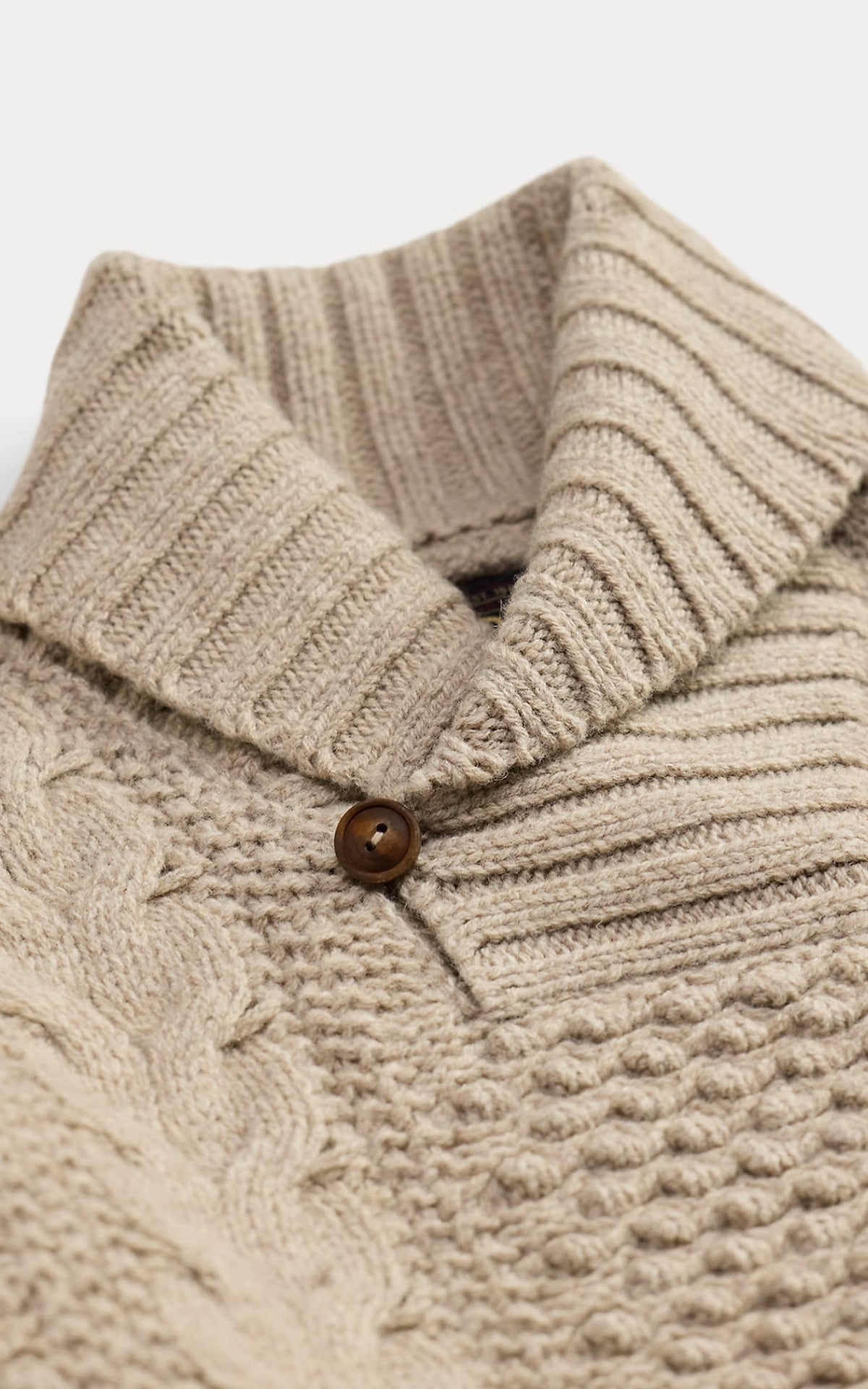 Cable-Knit Wool Shawl Jumper Cream Marl