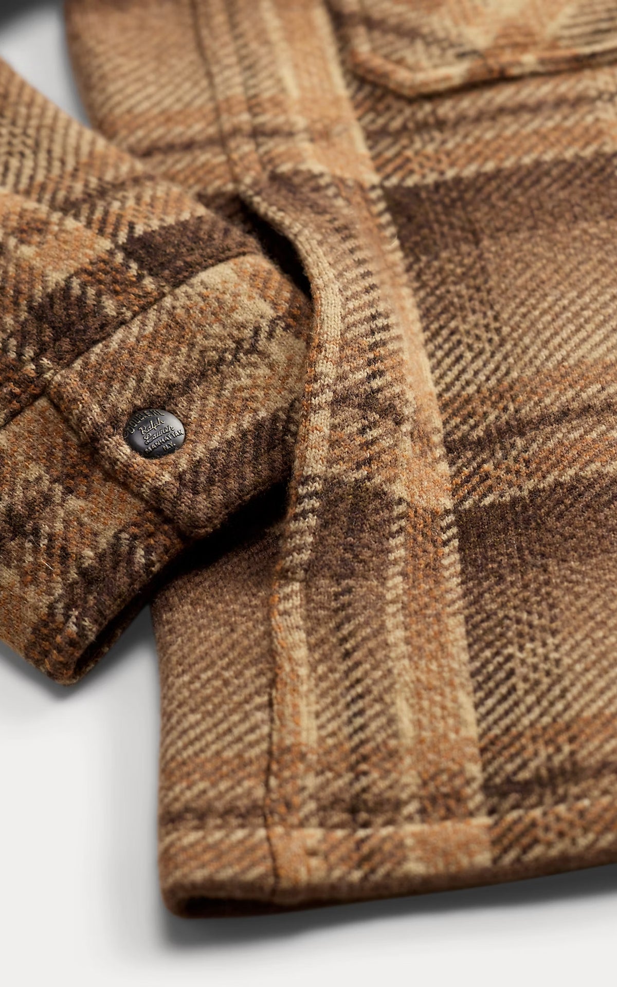 RRL Plaid Wool Workshirt Jumper Tan/Rust Multi