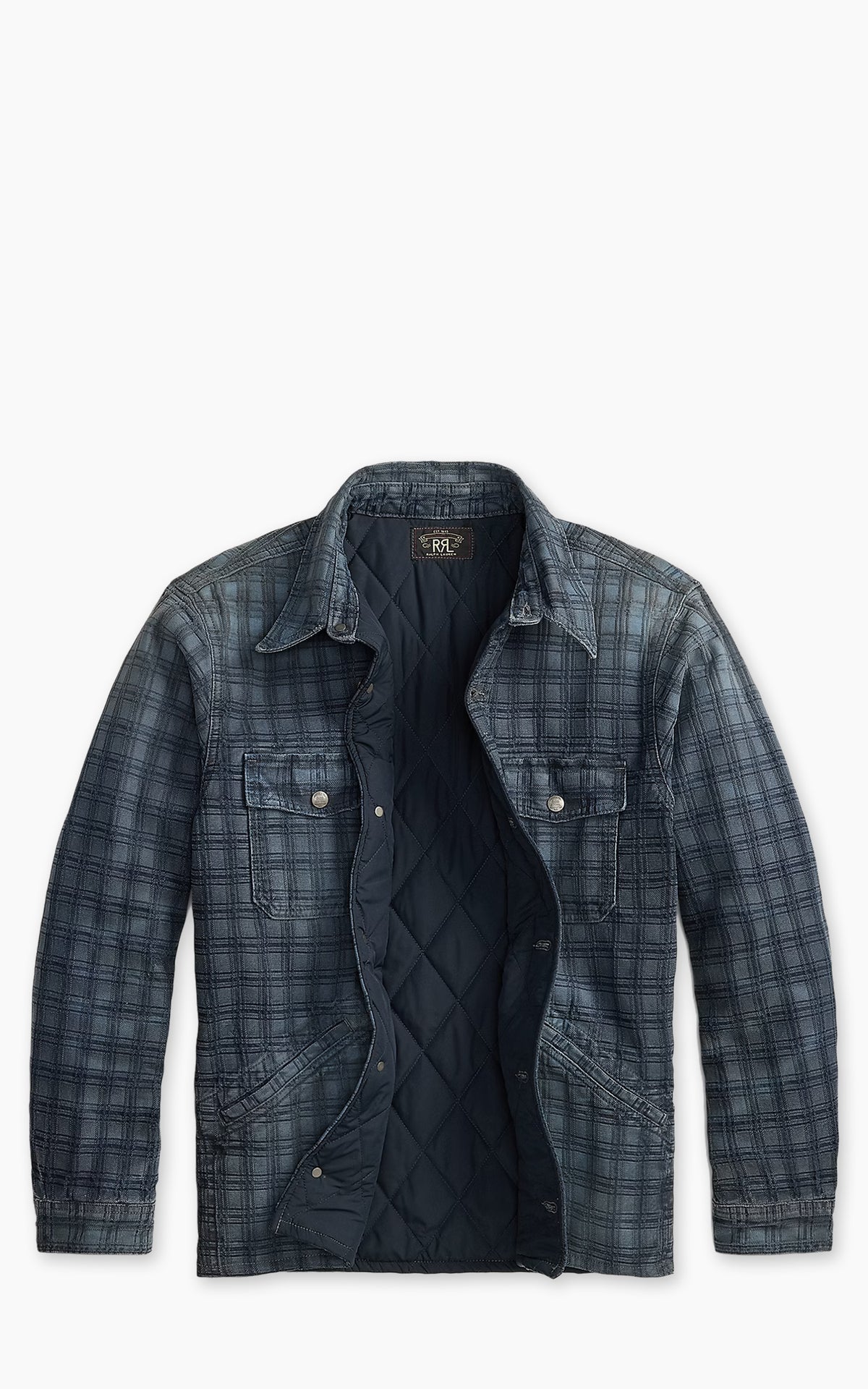 RRL Indigo Plaid Jacquard Denim Jacket Holland Wash