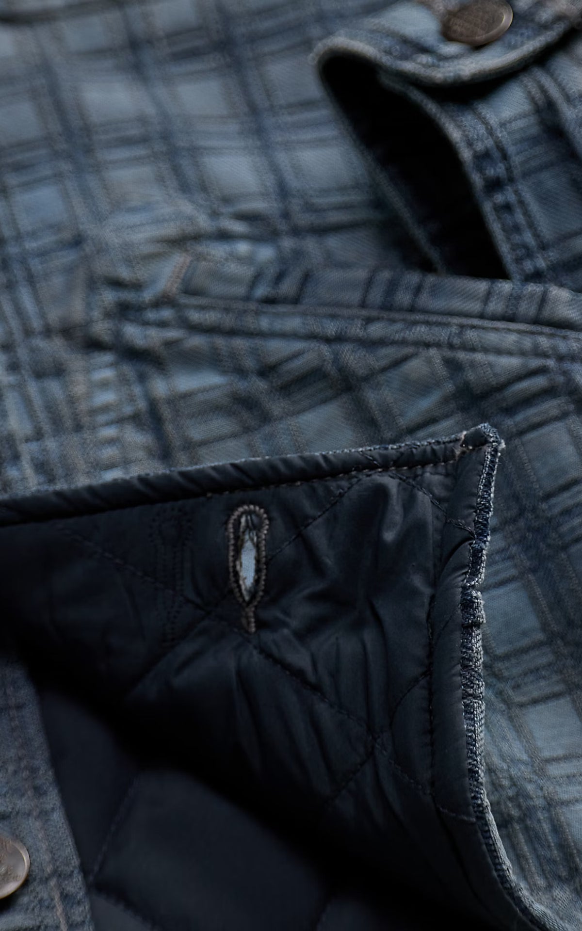 RRL Indigo Plaid Jacquard Denim Jacket Holland Wash