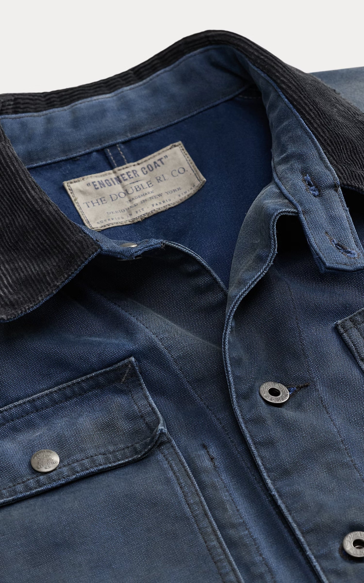 RRL Corduroy-Collar Canvas Jacket Bleached Navy