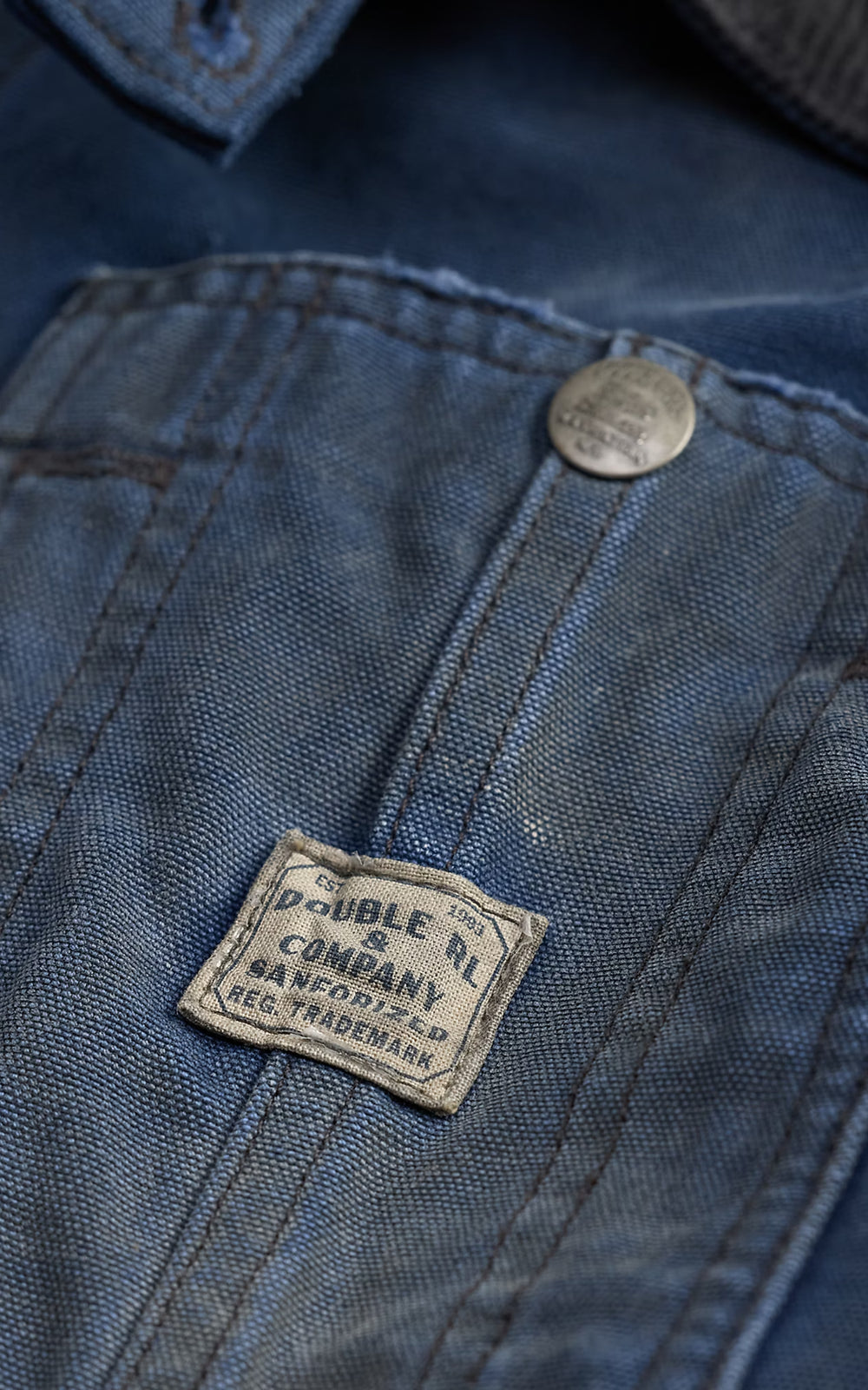 RRL Corduroy-Collar Canvas Jacket Bleached Navy