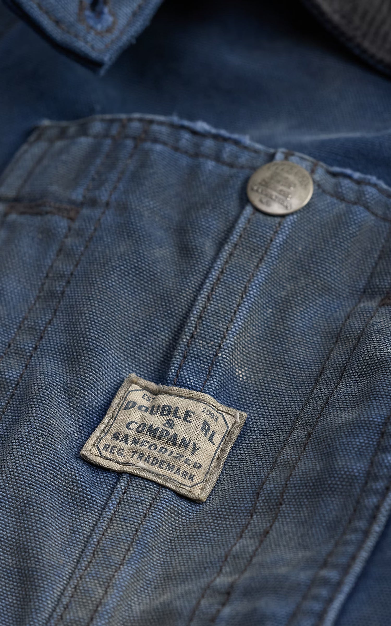 RRL Corduroy-Collar Canvas Jacket Bleached Navy