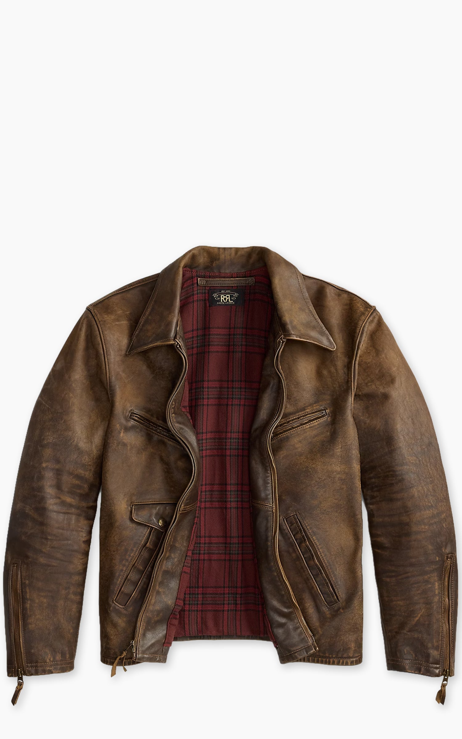 RRL Newsboy-Style Leather Jacket Vintage Brown