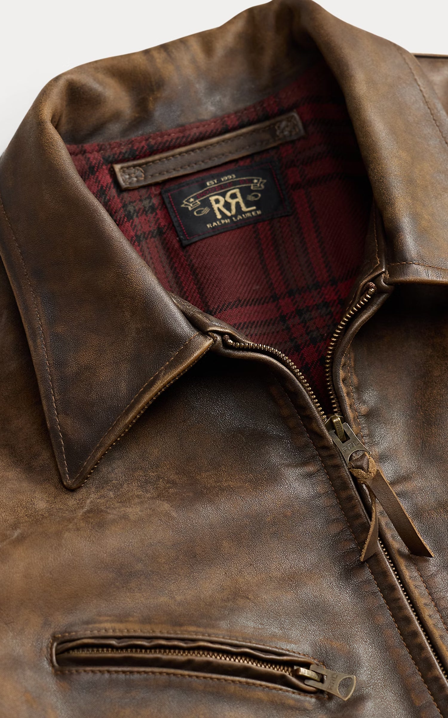 RRL Newsboy-Style Leather Jacket Vintage Brown