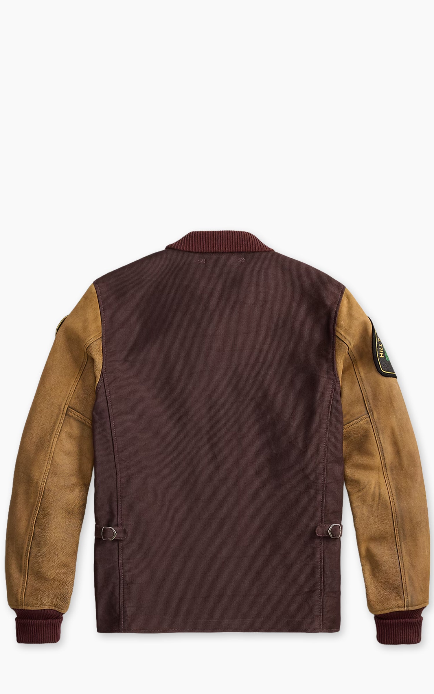 RRL Leather-Sleeve Baseball Jacket Vintage Burgundy