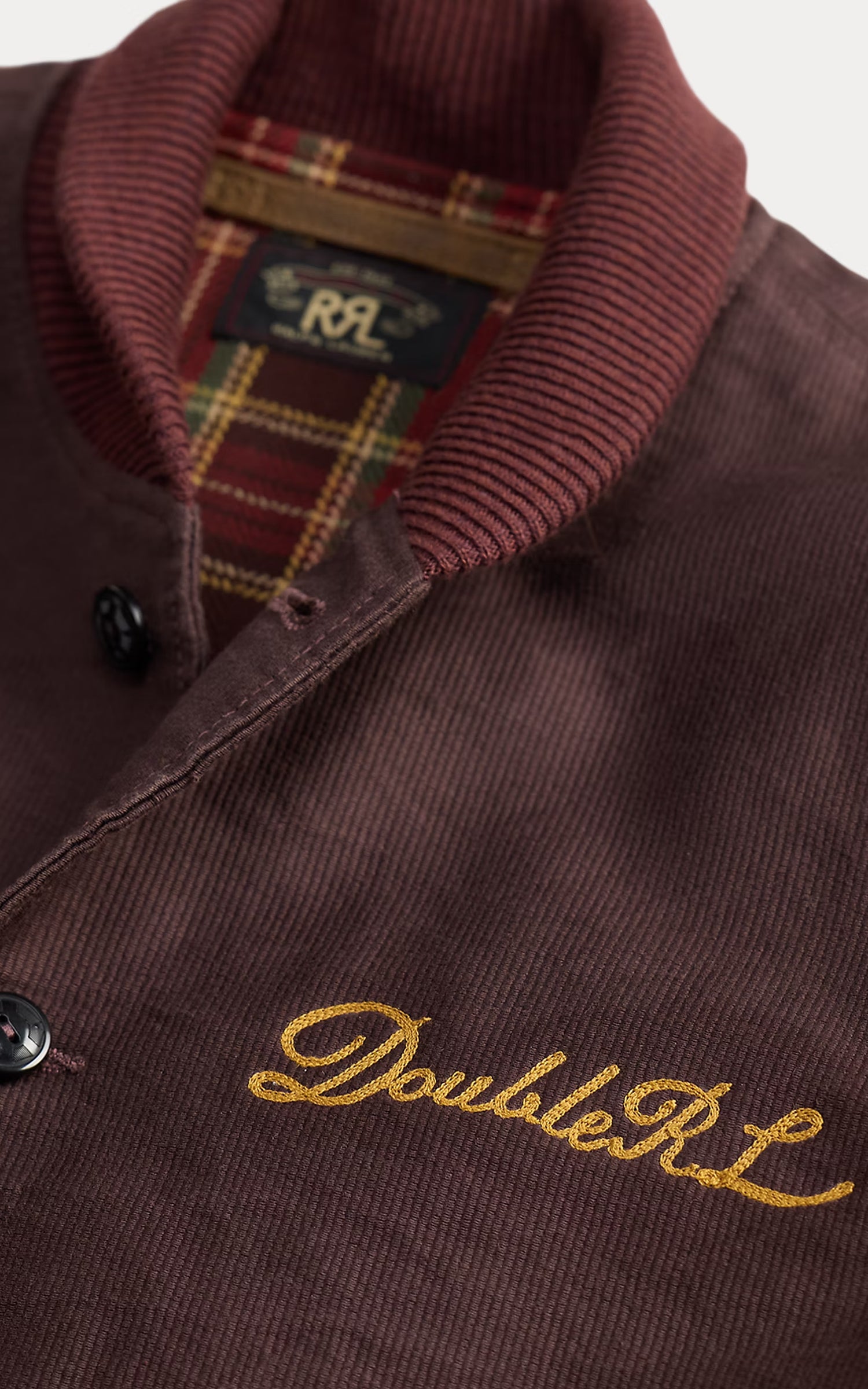 RRL Leather-Sleeve Baseball Jacket Vintage Burgundy