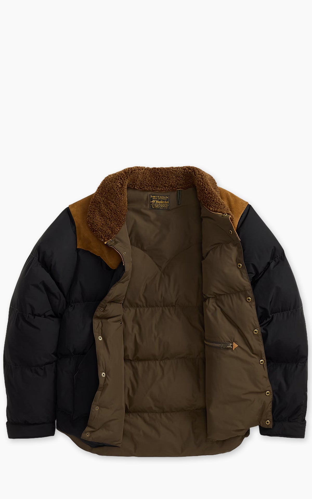 RRL Quilted Shearling-Collar Jacket Onyx