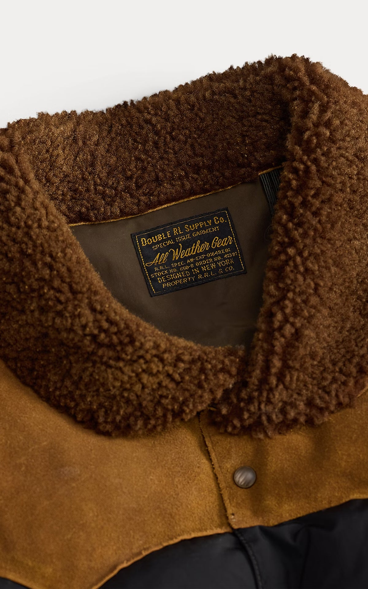RRL Quilted Shearling-Collar Jacket Onyx