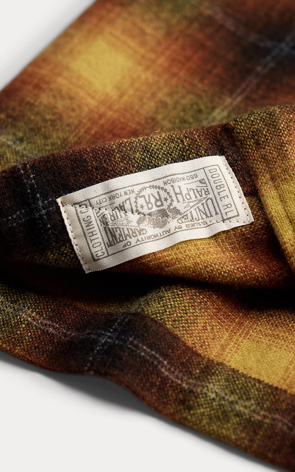 RRL Plaid Wool-Blend Camp Shirt Orange/Yellow