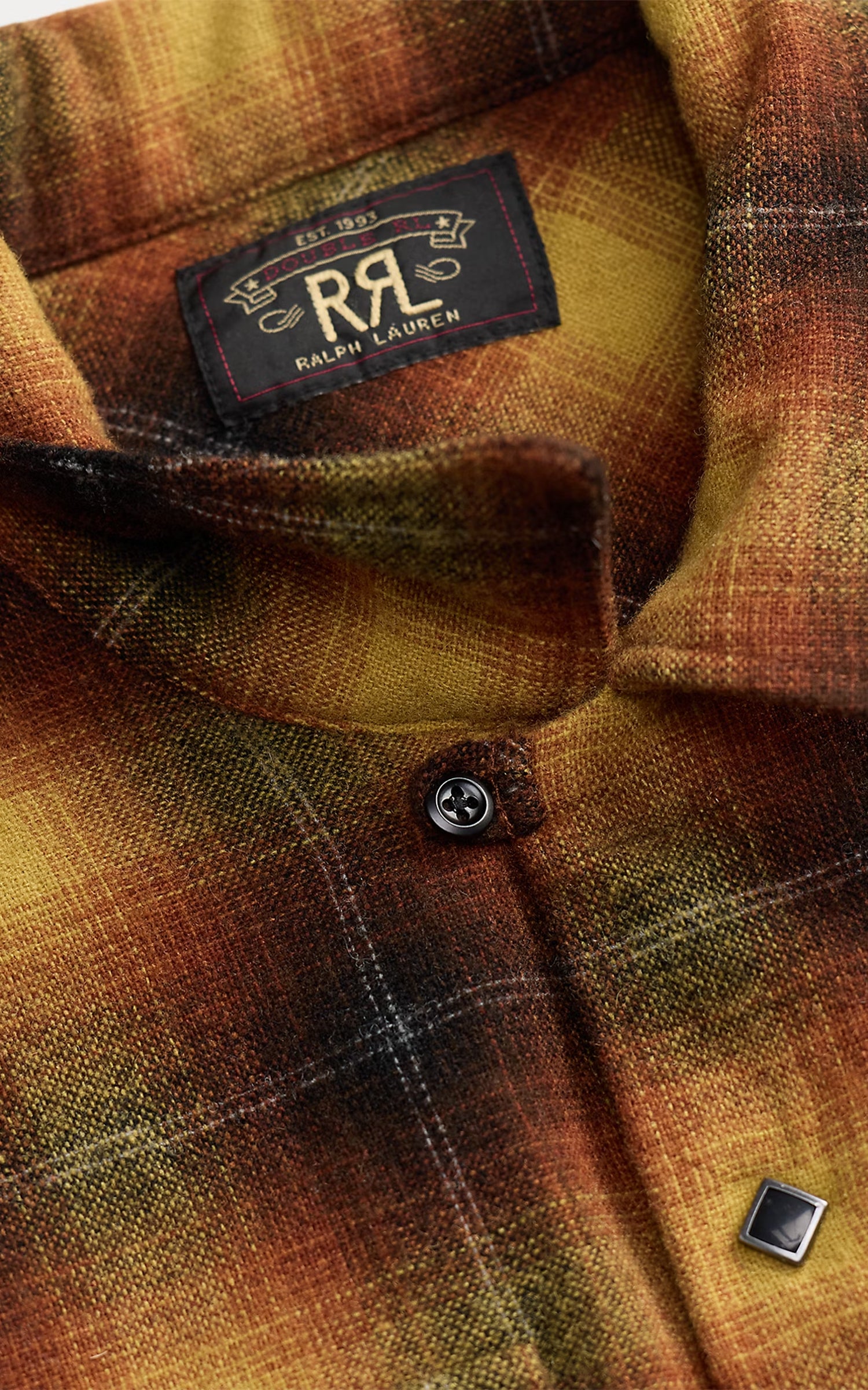 RRL Plaid Wool-Blend Camp Shirt Orange/Yellow