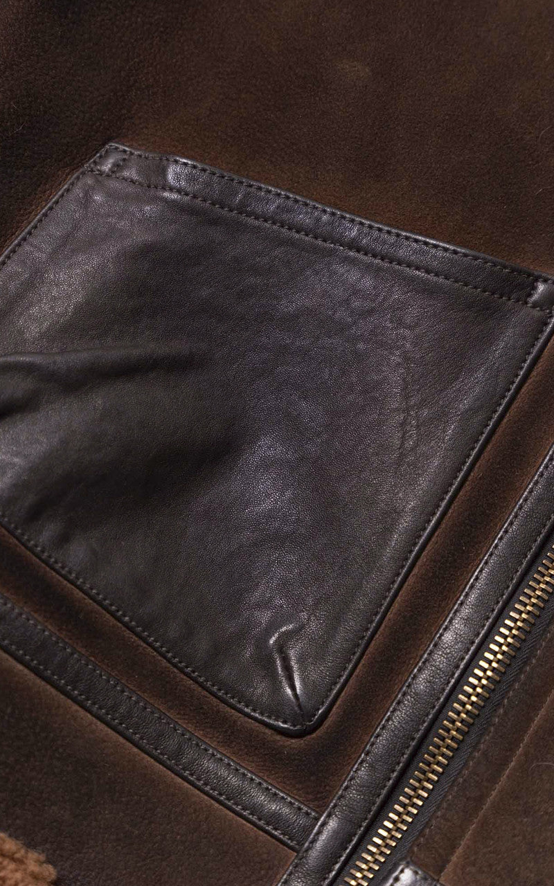 Shangri-La Heritage Aviatore B-3 Shearling Leather Jacket Castagno