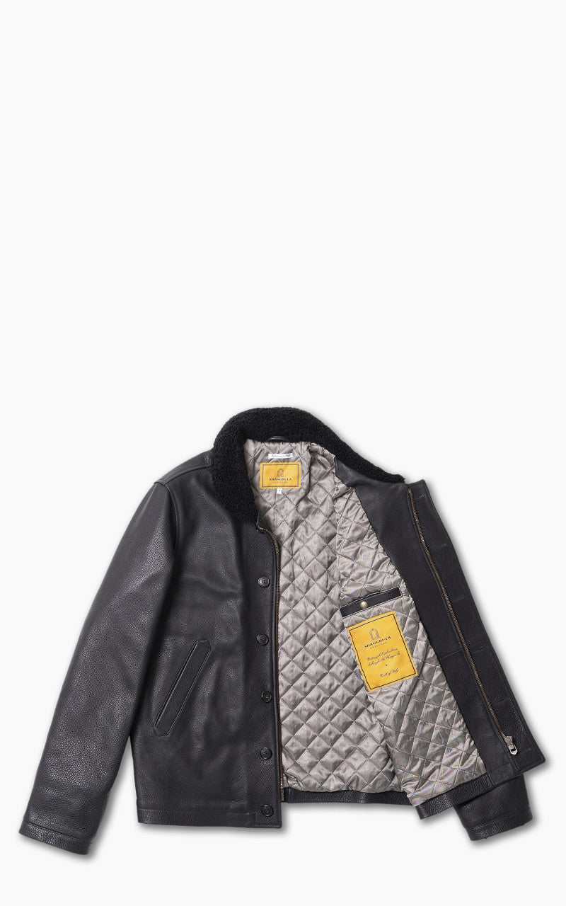 Shangri-La Heritage Deck N-1 Aniline Leather Jacket Black
