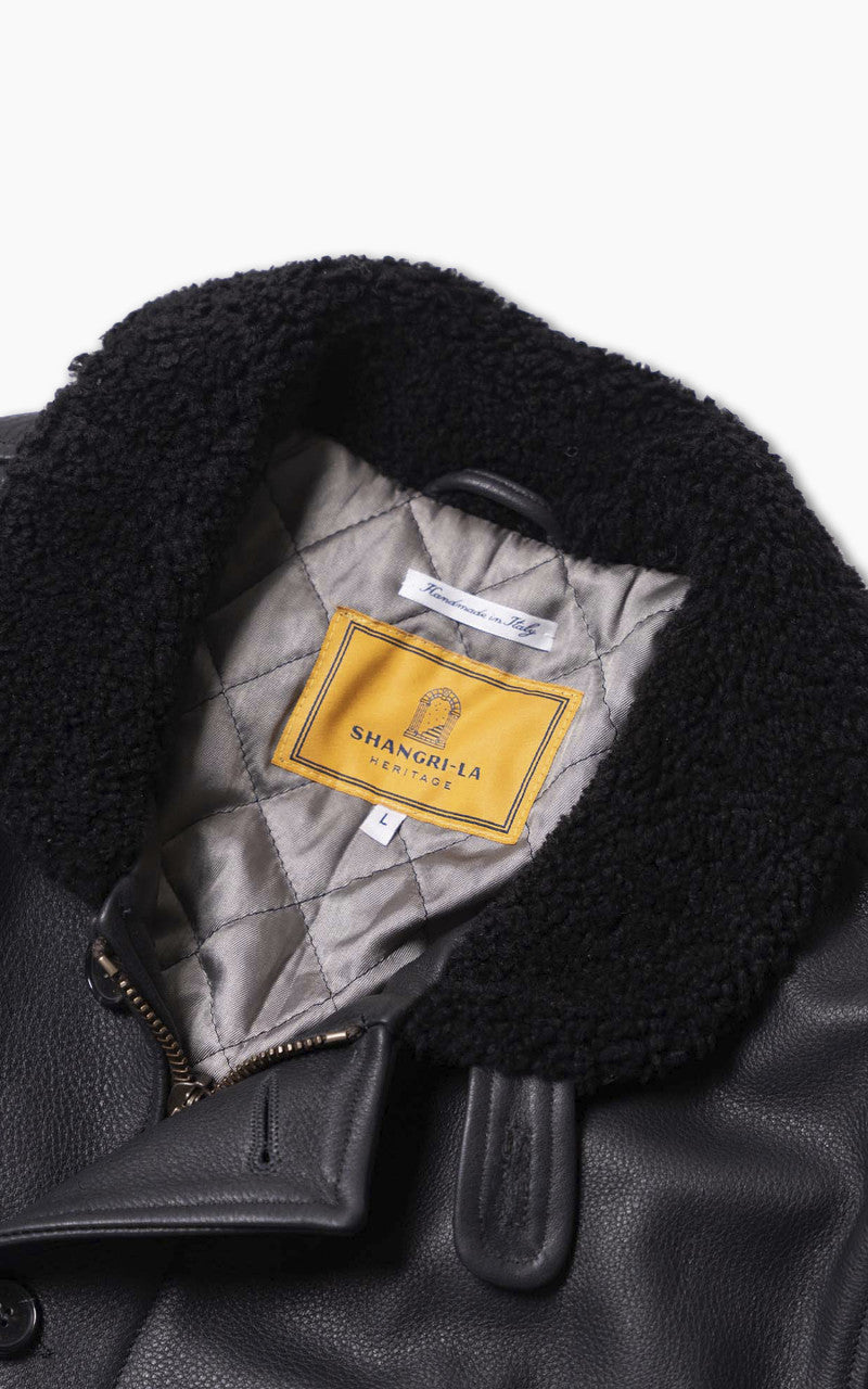 Shangri-La Heritage Deck N-1 Aniline Leather Jacket Black