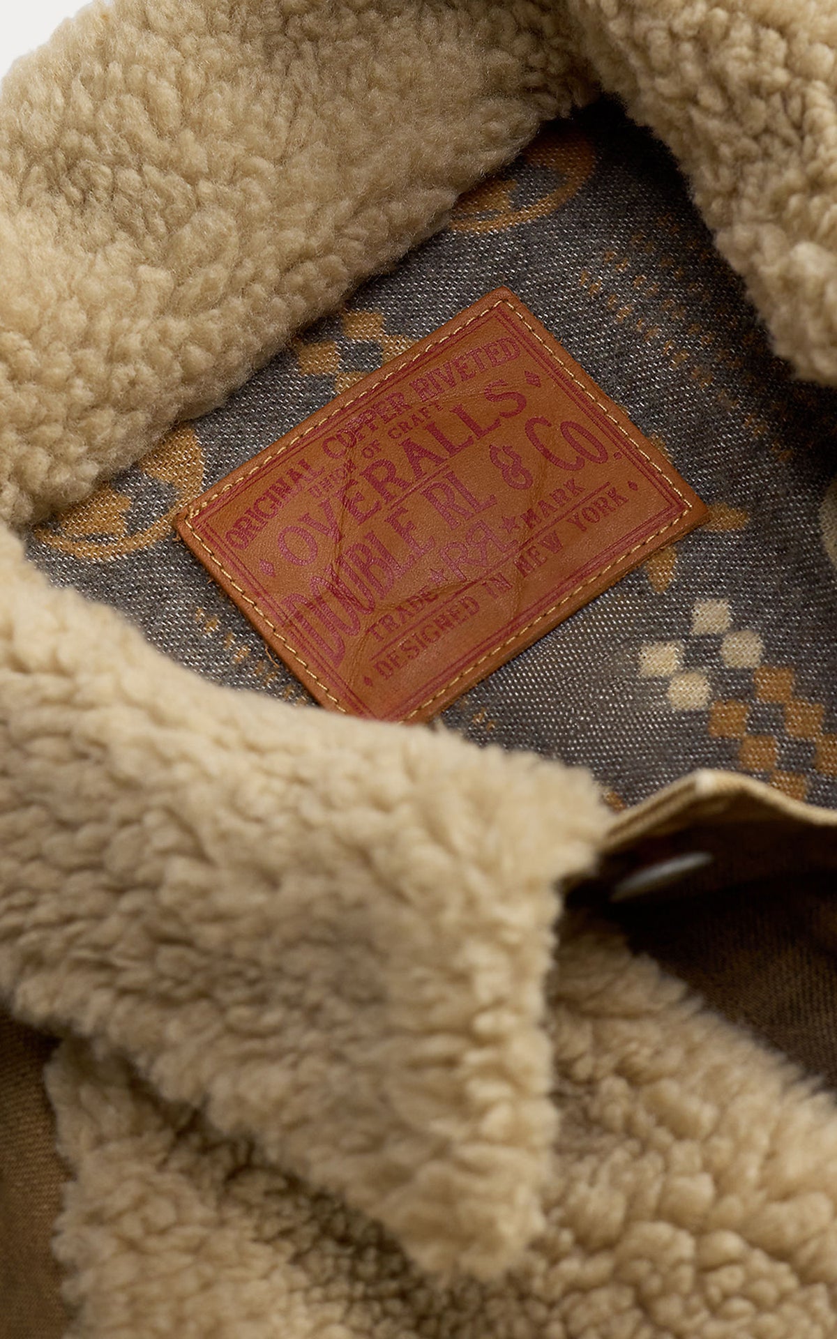 RRL Fleece-Panel Denim Trucker Jacket Distressed Brown