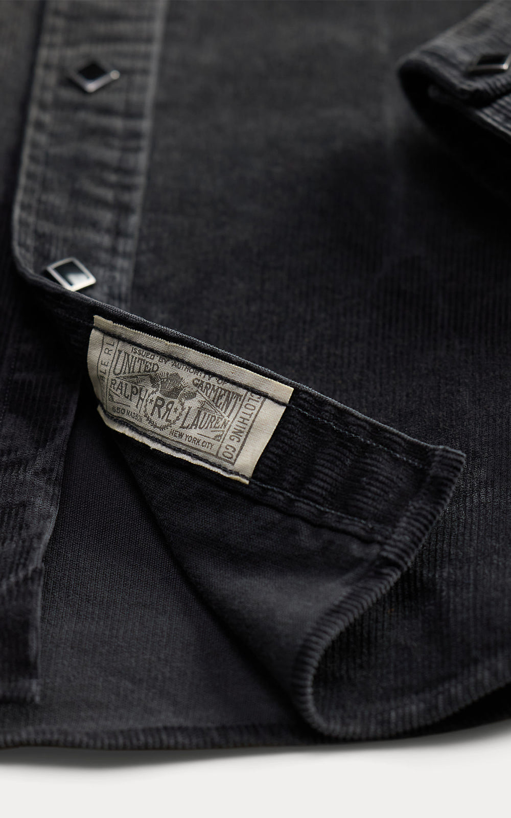RRL Slim Fit Corduroy Western Shirt Black