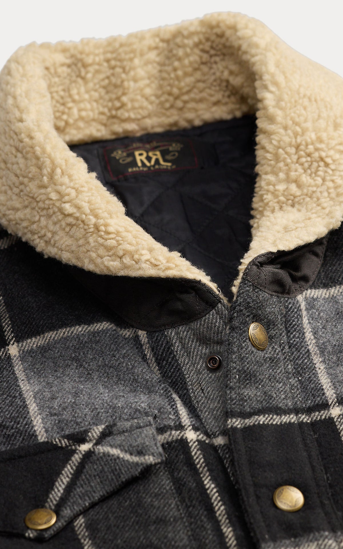 RRL Western Plaid Twill Overshirt Grey/Black
