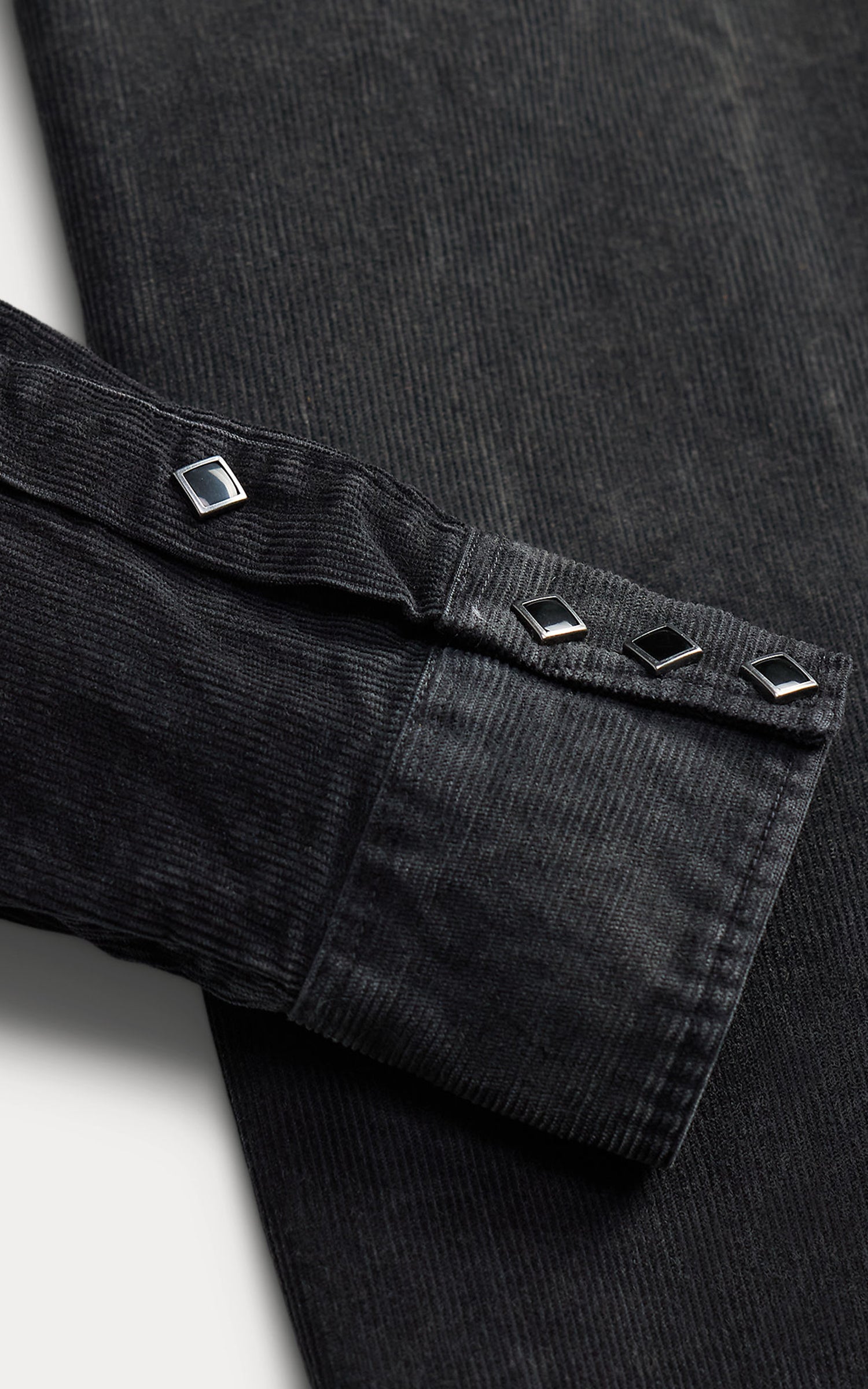 RRL Slim Fit Corduroy Western Shirt Black